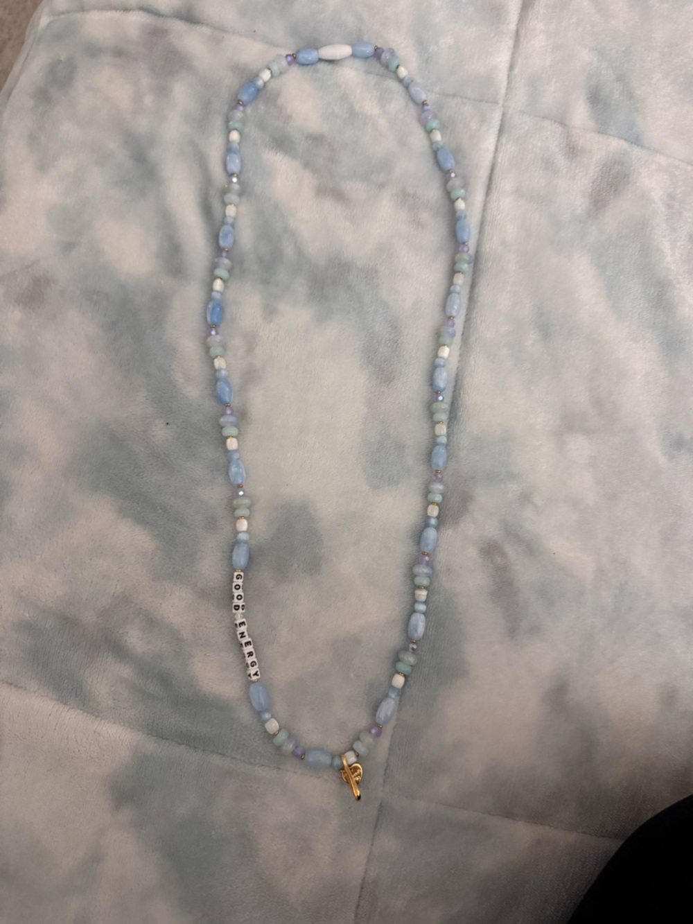 Little Words Project Good Energy Pastel Blue Beaded Lanyard - Picture 2 of 5